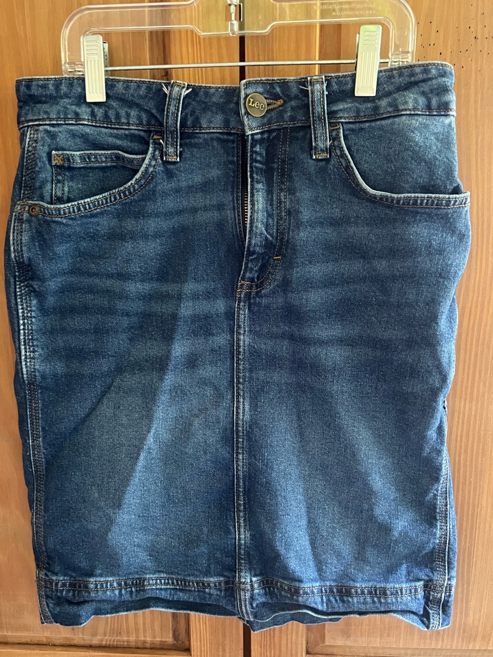 Women’s Y2K 90’s Lee Blue Denim Jean Skirt Carpenters Loop Western Medium Levi’s